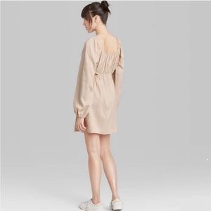 Light Taupe Linen Cut Out Sexy Cocktail Dress NWT